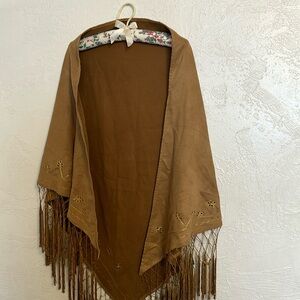 Tan Faux Suede Shawl